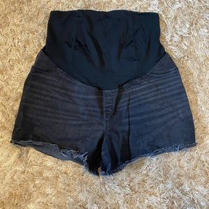 Black Jean Maternity Shorts